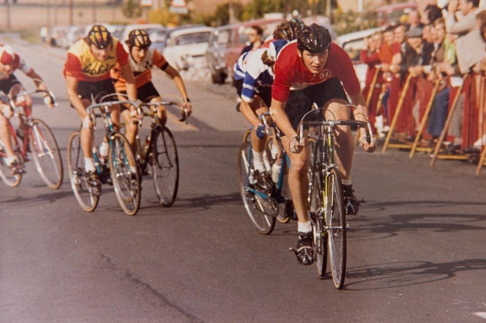 Dirk Vermeersch als jonge renner in de jaren zeventig. Hij was twee jaar actief bij de profs. 
