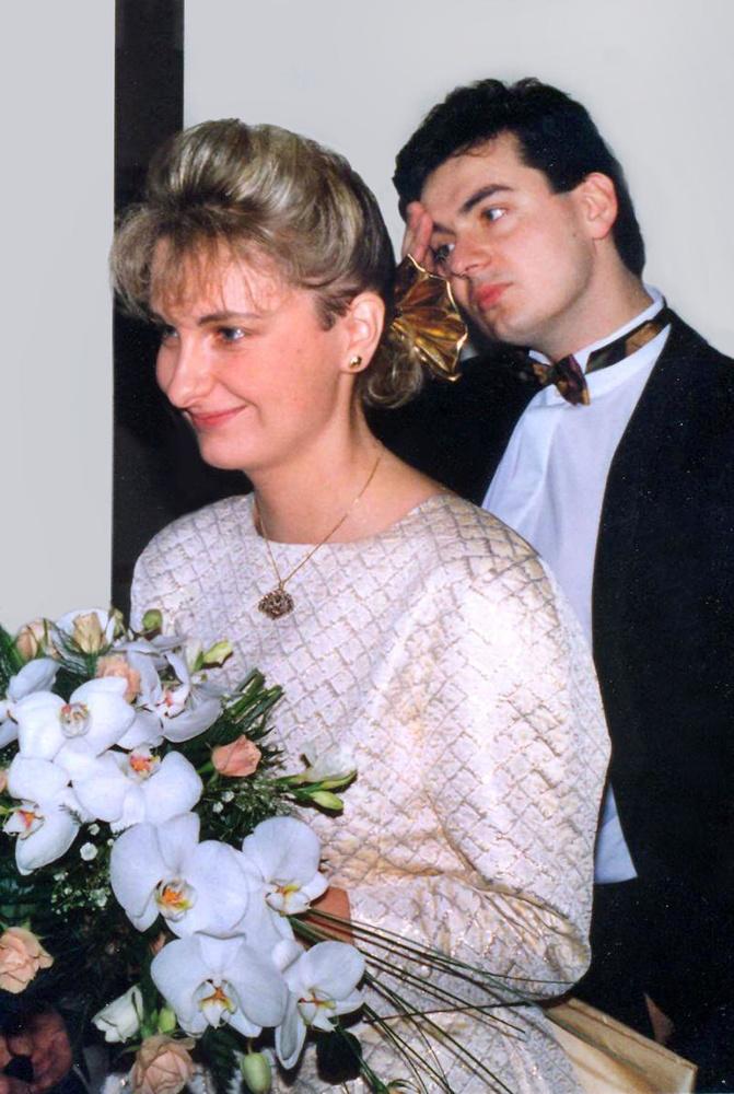 Hilde en Kris op hun kerkelijke trouwdag op 4 januari 1992.