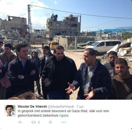 Wouter De Vriendt (Groen) op bezoek in zwaar verwoeste Gazastrook
