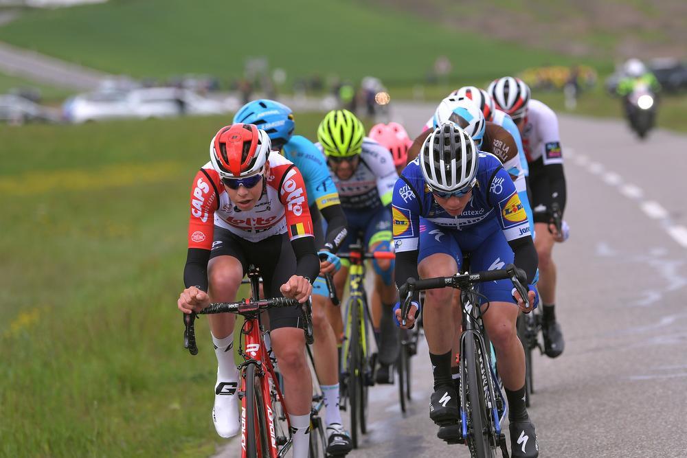 In de Ronde van Romandië begin mei reed Vanhoucke twee dagen in de aanval, hier met onder meer Remco Evenepoel. (foto's Getty Images)