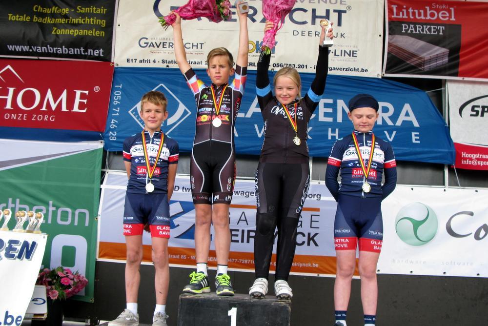 De negenjarigen : 1. Matthias Bogaert, 2. Lars Delrue, 3. Tiago Van Hecke. Kaylee Servranckx winnares bij de meisjes.