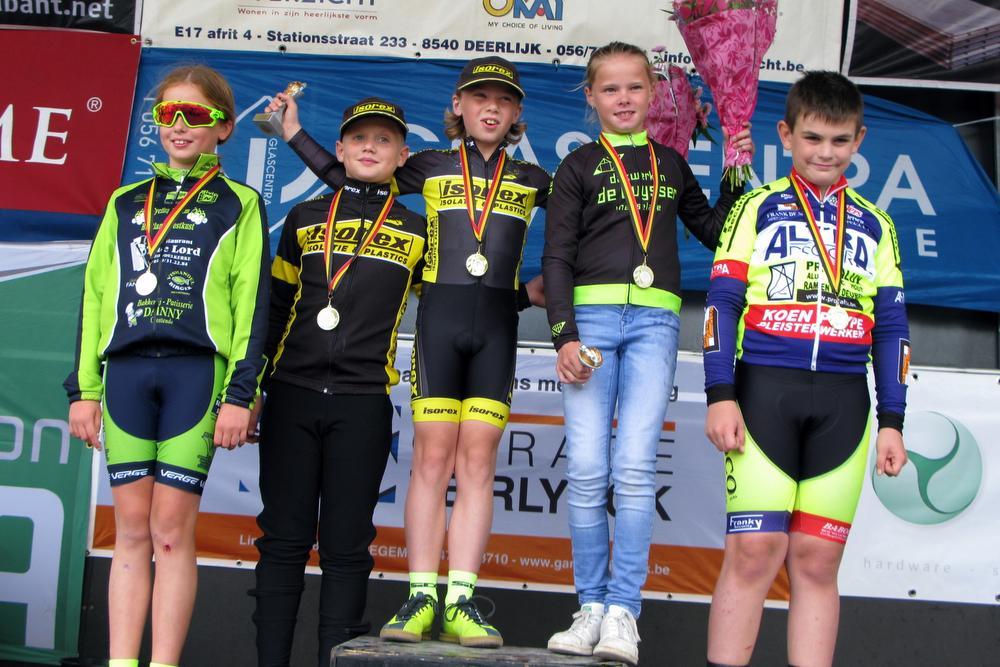 De tienjarigen : 1. Thibaut Van Damme, 2. Senne Moortgat, 3. Sem Verstuyf. Auke De Buysser winnares bij de meisjes (eindigde knap als 3de algemeen), Linde Joncheere (2de bij de meisjes).