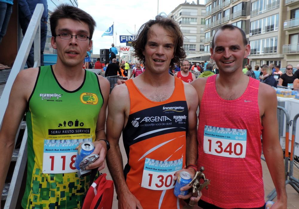 De Top 3 van de 10km Heren: Tim Soenens, Davy Stieperaere en Karel Moerman