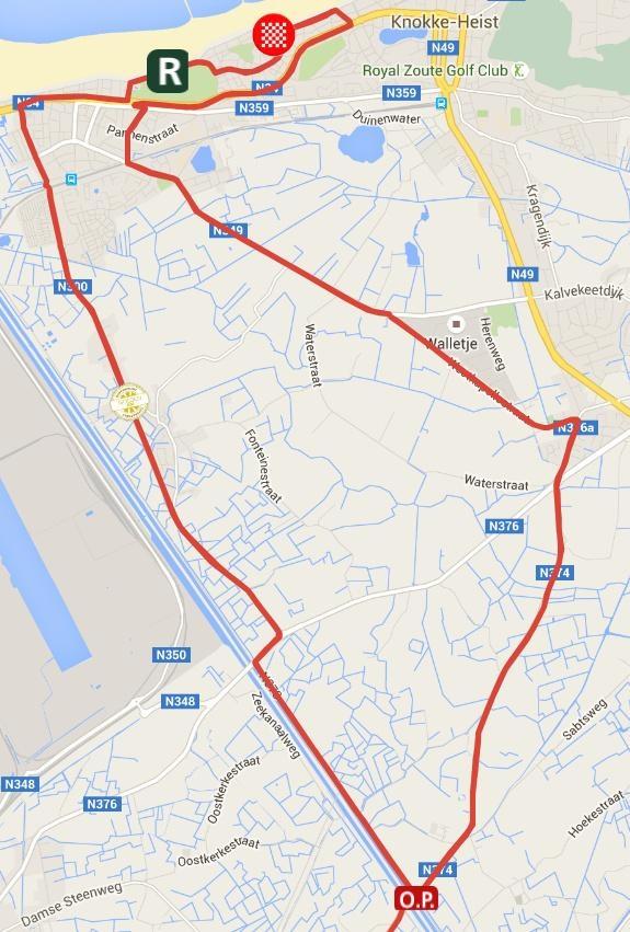 Het parcours van de lokale rondes in en rond Knokke-Heist op donderdag 26 mei.