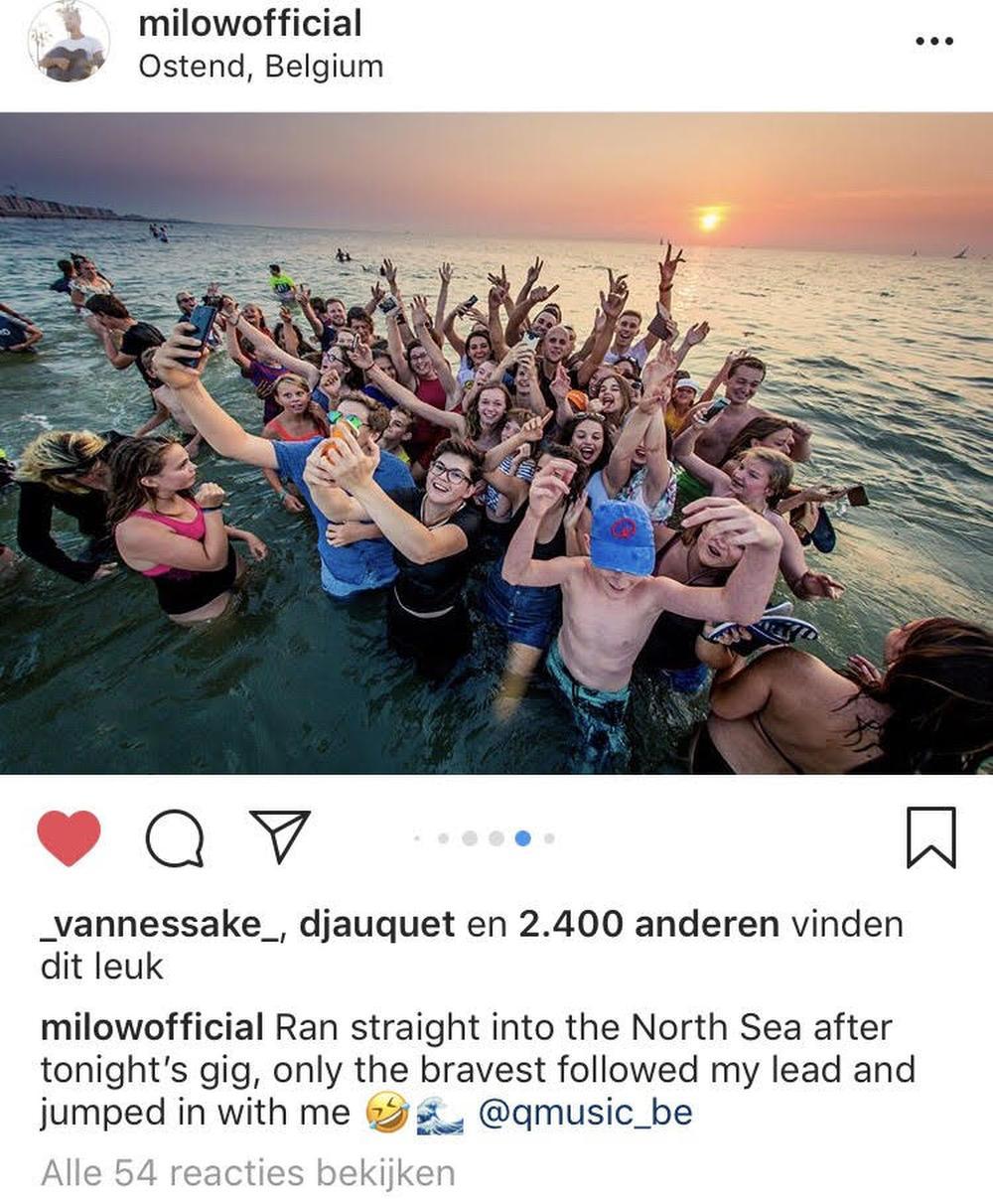 GAS-boete voor Milow voor duik in zee na optreden in Oostende