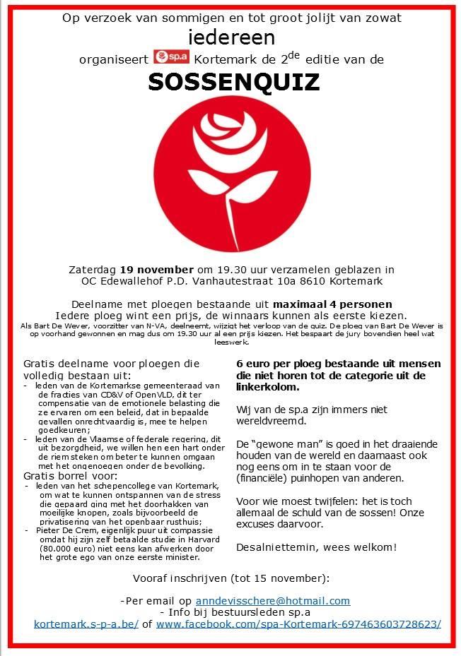 SP.A Kortemark heeft wel érg apart reglement voor 'Sossenquiz':