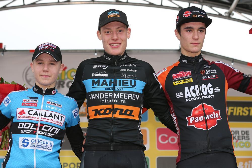 1.WYSEURE Joran 2.VAN CAMPENHOUT Jetze 3.VERMOOTE Jelle