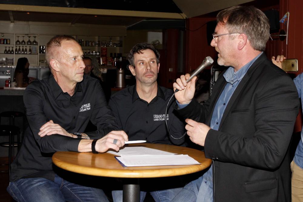 Filip De Keyser en Geert Popelier, hier bij WTV-gezicht Jeroen Sap tijdens de presentatie, zijn de twee mensen achter de nieuwe ploeg.
