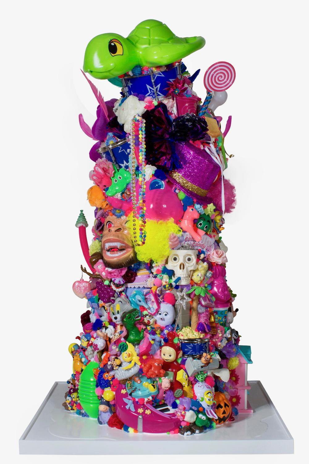 Het kleurrijke, heel bijzondere werk 'Bubbles' van Miguel Delie.