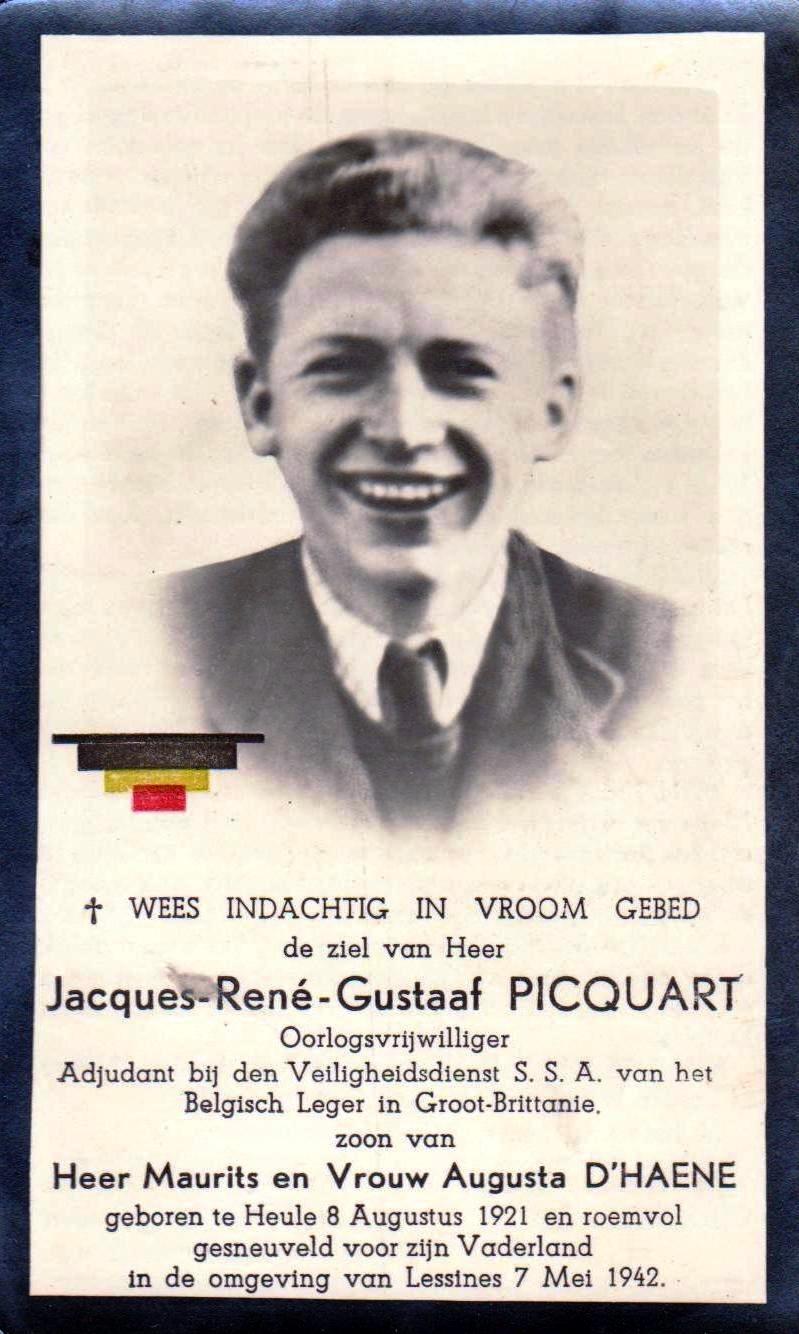 Bidprentje van Jacques Picquart. Hij stierf op 1 mei. De datum 7 mei is de dag waarop zijn overlijden werd vastgesteld door een arts. (NOM)