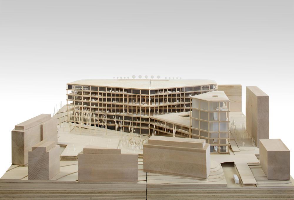 Het nieuwe VRT-gebouw wordt ingebed in nieuw stadsdeel met groene zones. Het gebouw ook de nodige return geven aan de buurtbewoners. (Foto Filip Dujardin)