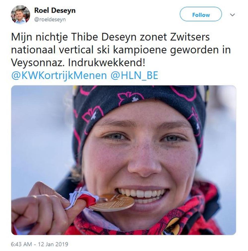 Thibe Deseyn vertical ski-kampioene in Zwitserland