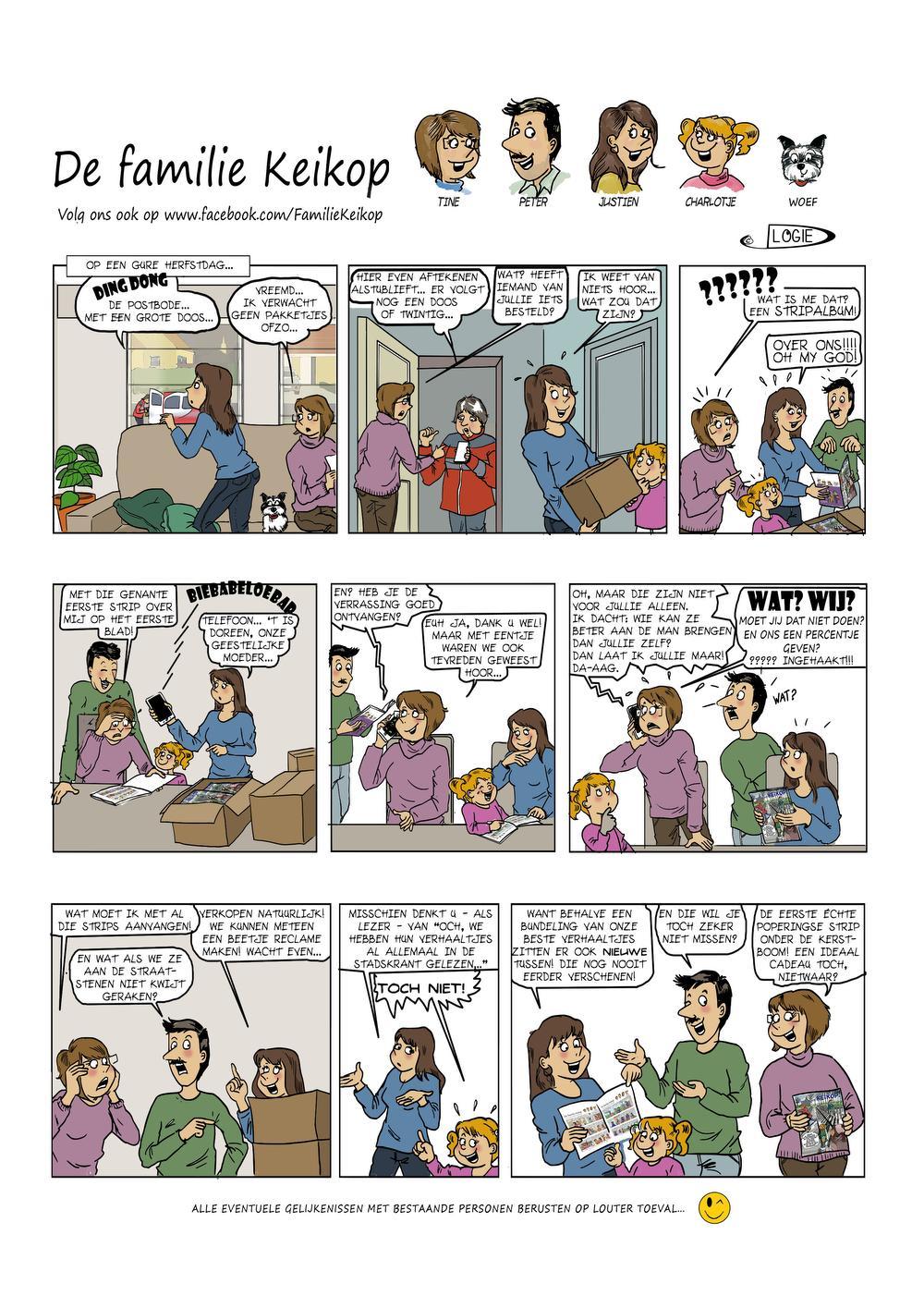 Eerste strip van de Familie Keikop van de hand van Doreen Logie uit Poperinge