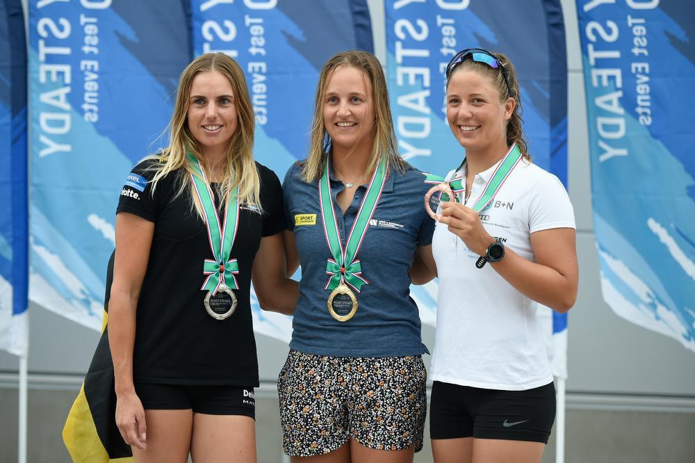 Het zilver was voor regerend olympisch kampioene Marit Bouwmeester, de Hongaarse Maria Erdi pakte brons.