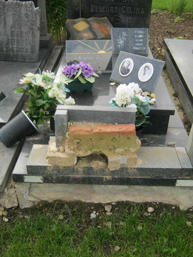 Nabestaanden ontzet na schade aan graven op begraafplaats Mesen