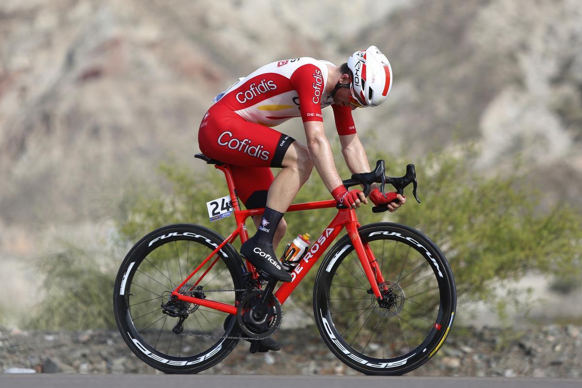 Piet Allegaert in actie tijdens de tijdrit over 15,2 km, die met overmacht gewonnen werd door Remco Evenepoel.