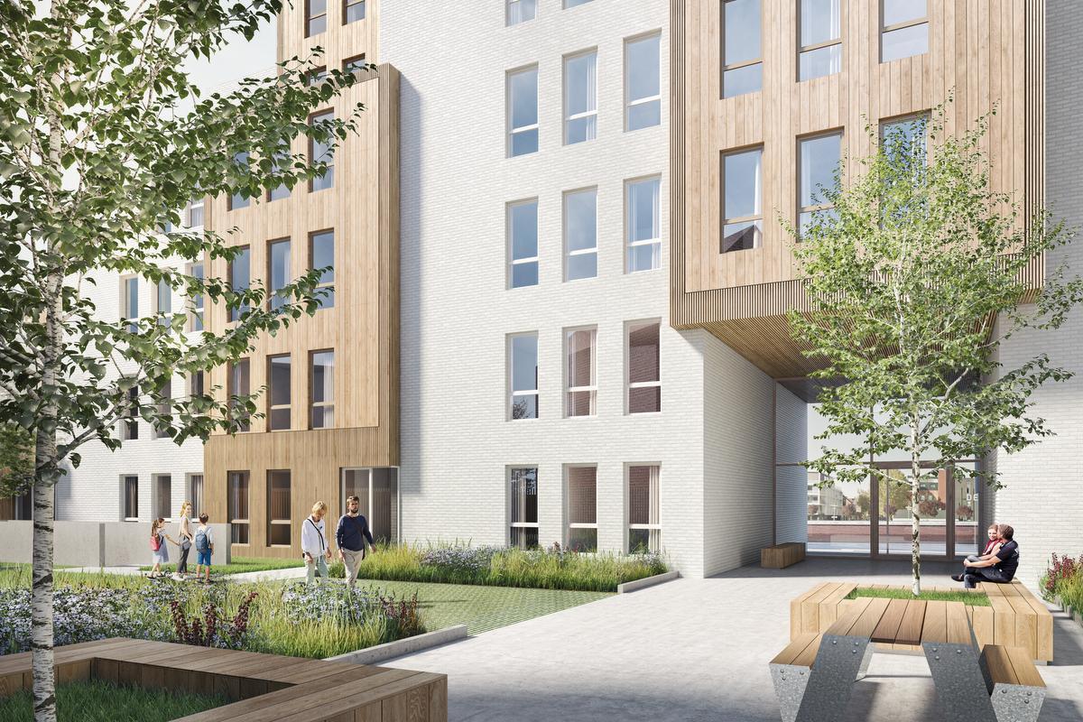 Een binnentuin van 500 m² moet de bewoners wat ademruimte geven.