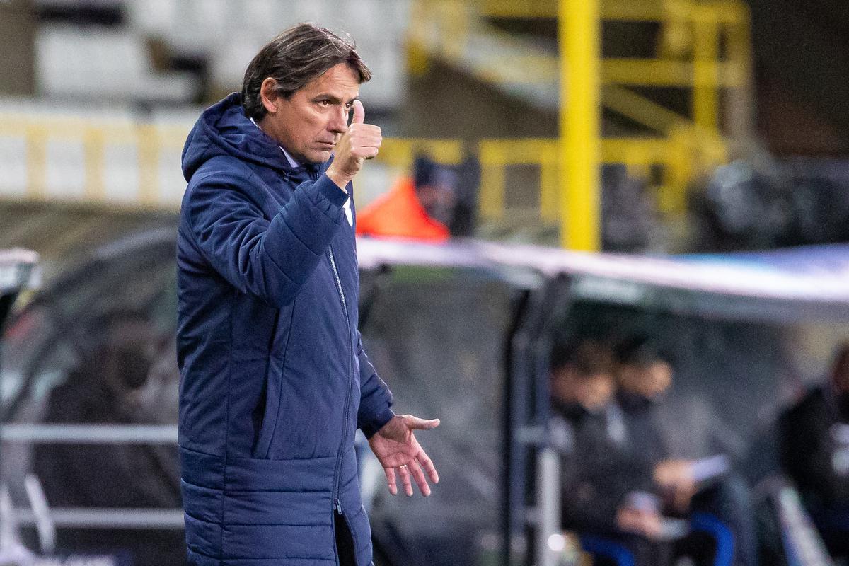 Laziocoach Simone Inzaghi is tevreden met het gelijkspel.