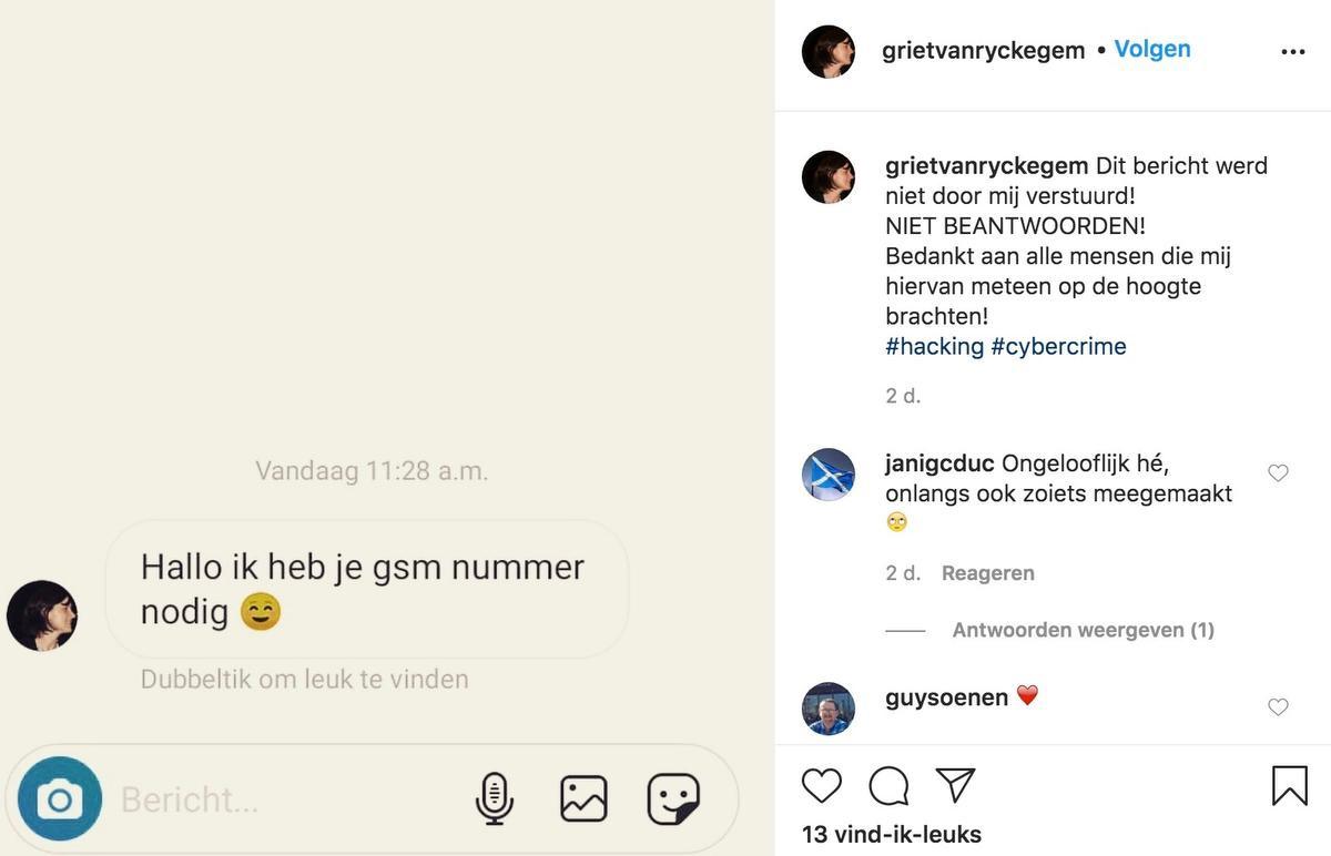 Schepen Griet Vanryckegem slachtoffer van hackers op Instagram