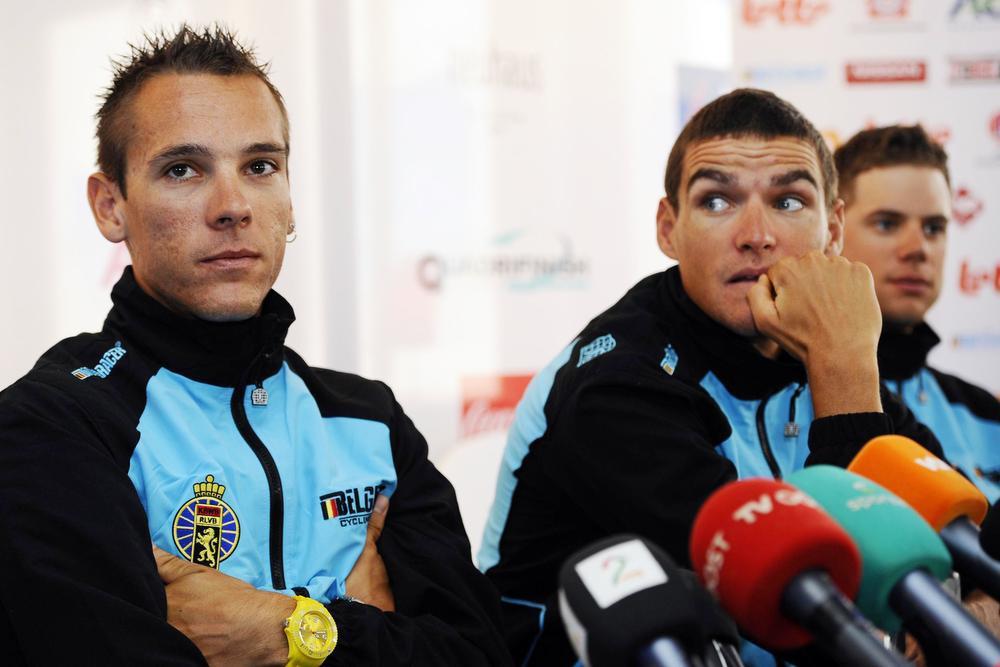 Klaas Lodewyck (rechts) was in 2011 één van de Belgische renners op het WK in Kopenhagen, net als Philippe Gilbert en Greg Van Avermaet.