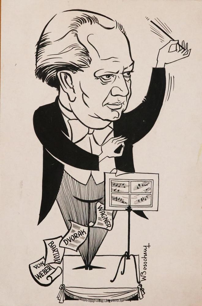 Willy's allereerste cartoon voor De Zeewacht was deze van een dirigent. (repro PM)
