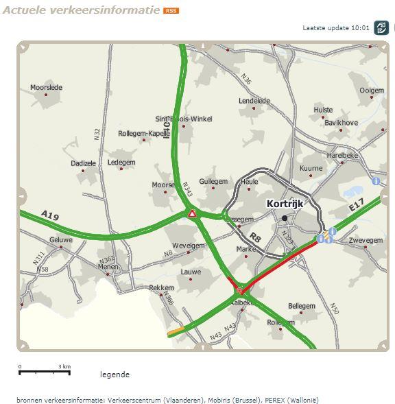 Chaos op snelwegen richting Kortrijk: E403, A19, E17 én R8 volledig vast