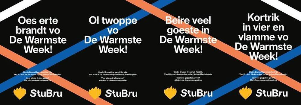 Kortrijkzanen tonen met originele affiches hoeveel goeste ze hebben in De Warmste Week