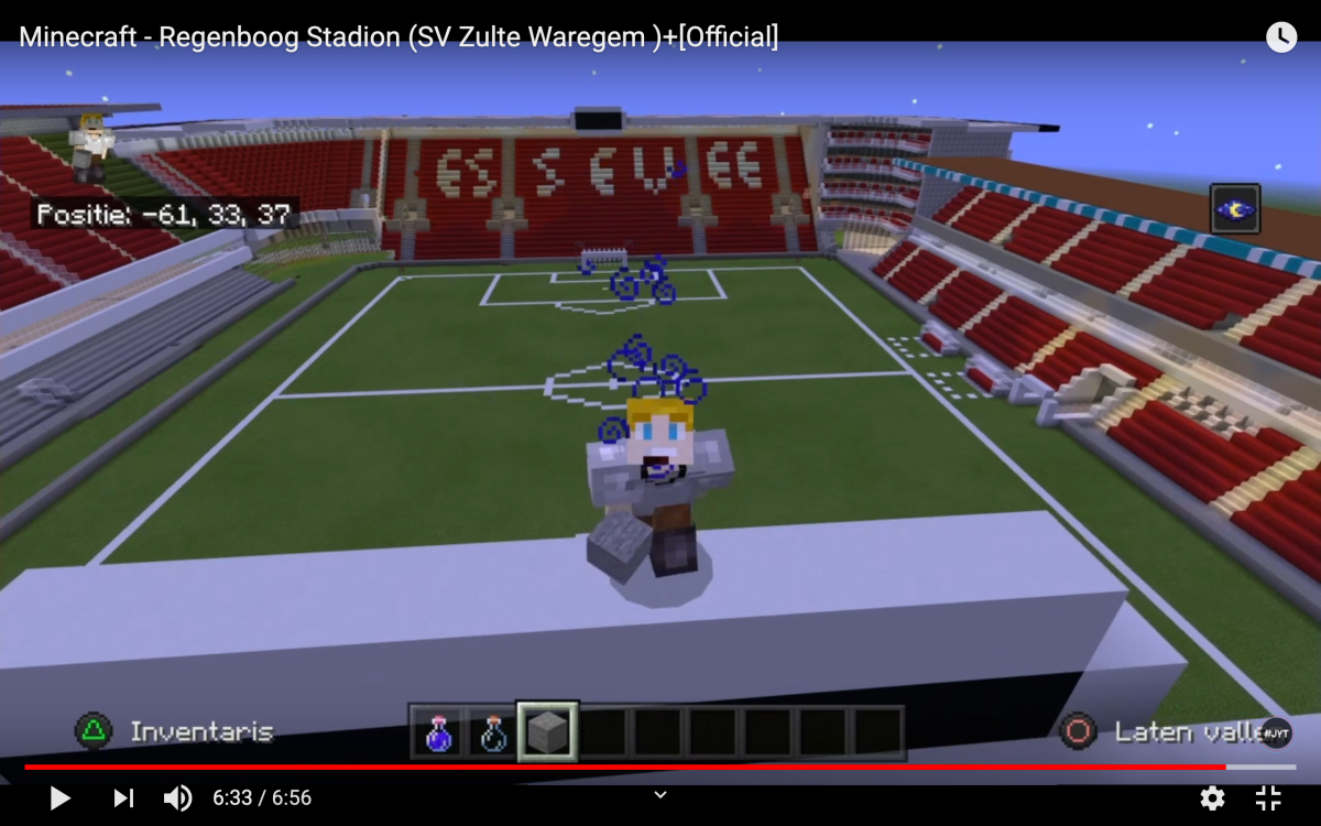Jordy Steurbaut (15) bouwt stadion van Zulte Waregem na in Minecraft