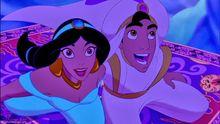 Aladdin en Jasmine op hun magisch tapijt 