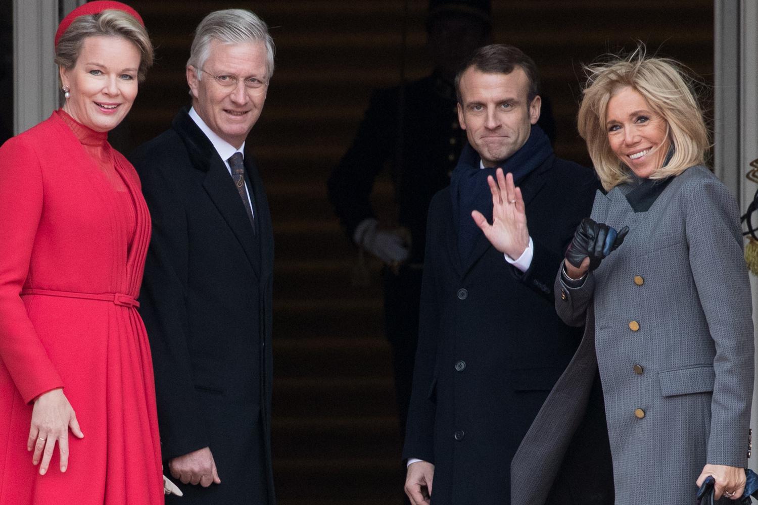 Mathilde, Philippe, Emmanuel et Brigitte Macron, lors d'une visite officielle