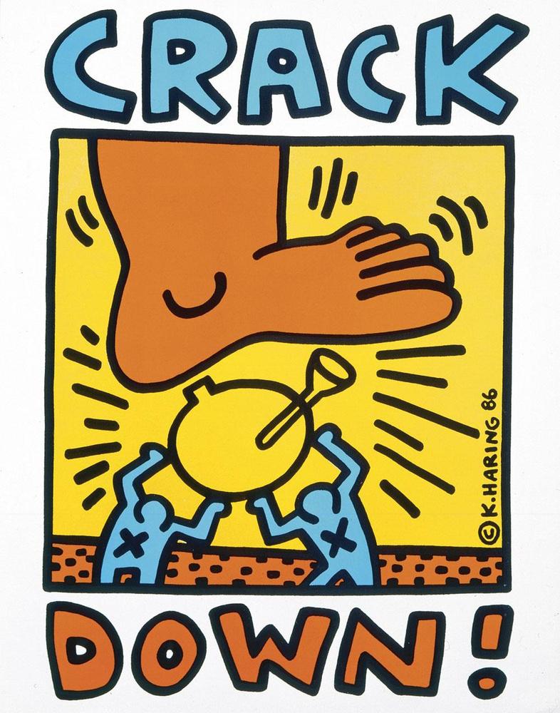 Haring était de toutes les causes. Il a dessiné cette affiche pour un concert organisé par Bill Graham en 1986. Il s'agissait de lever des fonds pour aider les victimes des ravages du crack à New York.