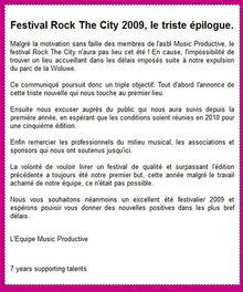 Rock The City annulé en 2009.