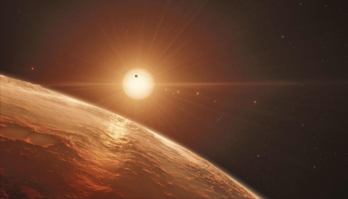 Passage d'une planète devant Trappist-1, son étoile hôte, une naine rouge 