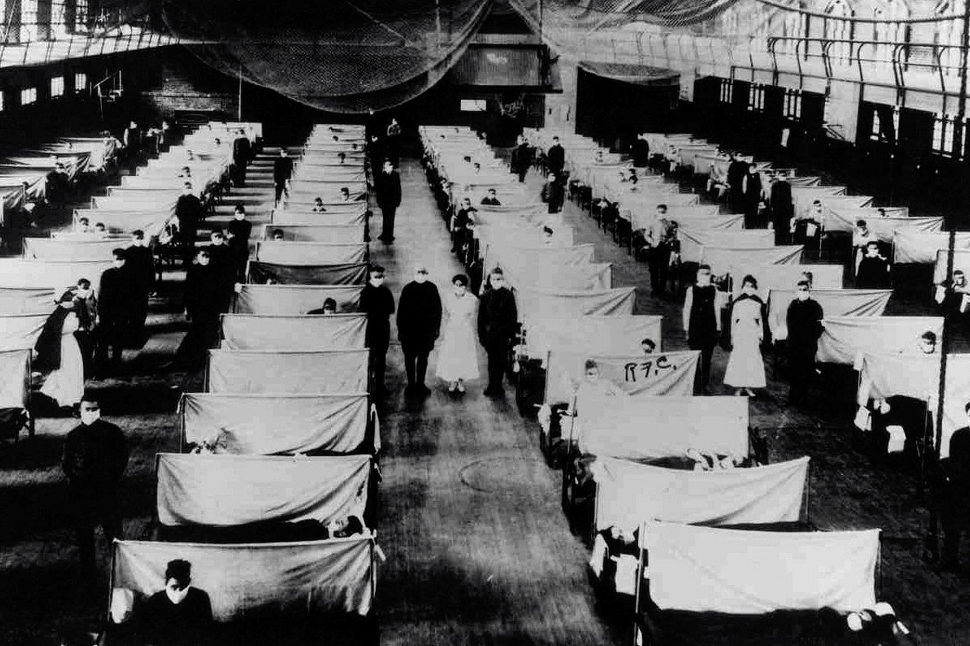 Loodsen werden omgebouwd tot quarantainehuizen tijdens de Spaanse griep.