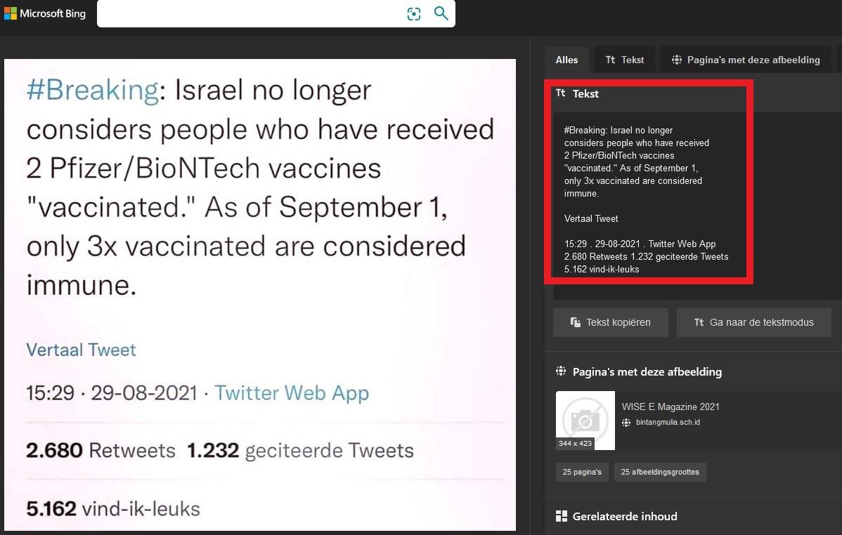 Factcheck: nee, vanaf 1 september ben je in Israël niet 'ongevaccineerd' na twee dosissen