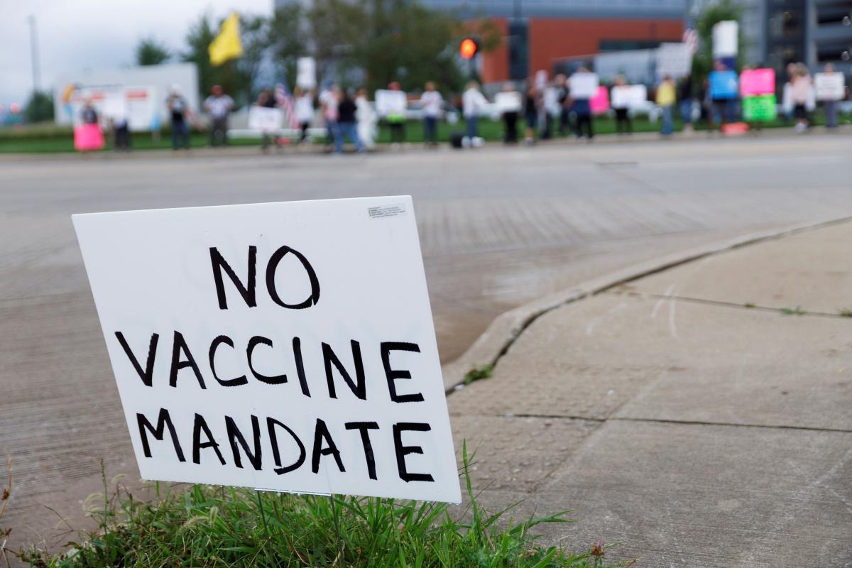 Betoging tegen vaccinatieplicht in de Amerikaanse staat Ohio, 9 september 