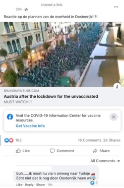 Factcheck: nee, dit filmpje toont geen Oostenrijks protest tegen nieuwe lockdownmaatregelen voor ongevaccineerden