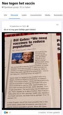 Factcheck: nee, Bill Gates zei niet dat 'we vaccins nodig hebben om de bevolking te verminderen'