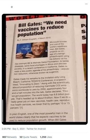 Factcheck: nee, Bill Gates zei niet dat 'we vaccins nodig hebben om de bevolking te verminderen'