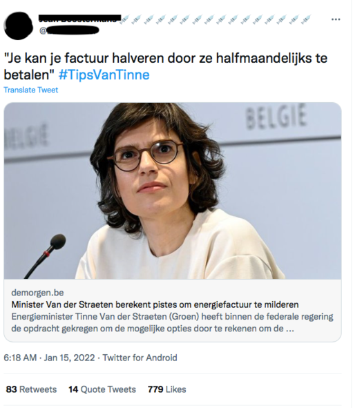 Factcheck: nee, minister Van der Straeten zei niet dat je je energiefactuur kunt halveren door ze halfmaandelijks te betalen