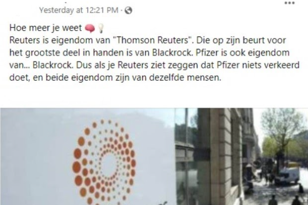 Factcheck: nee, Reuters en Pfizer zijn geen 'eigendom' van hetzelfde bedrijf