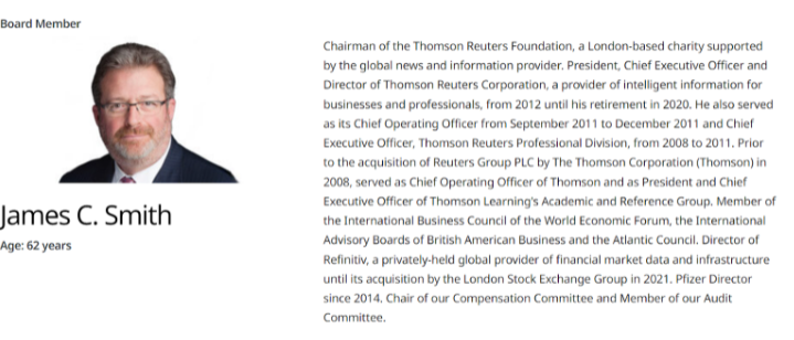 Factcheck: nee, de ceo van Reuters zetelt niet in de raad van bestuur van Pfizer