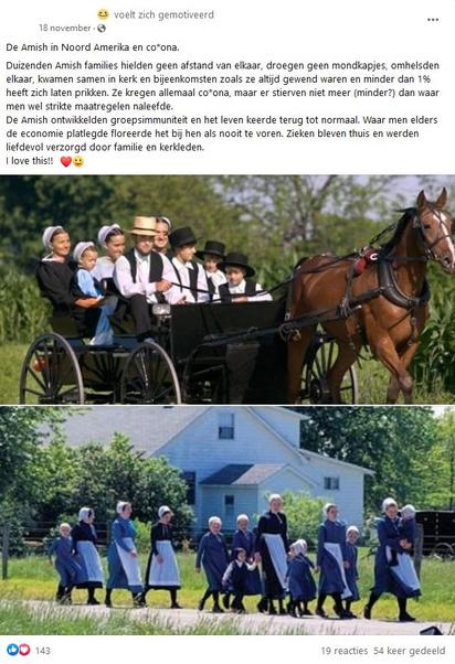 Factcheck: geen bewijs dat Amish groepsimmuniteit tegen covid-19 hebben bereikt