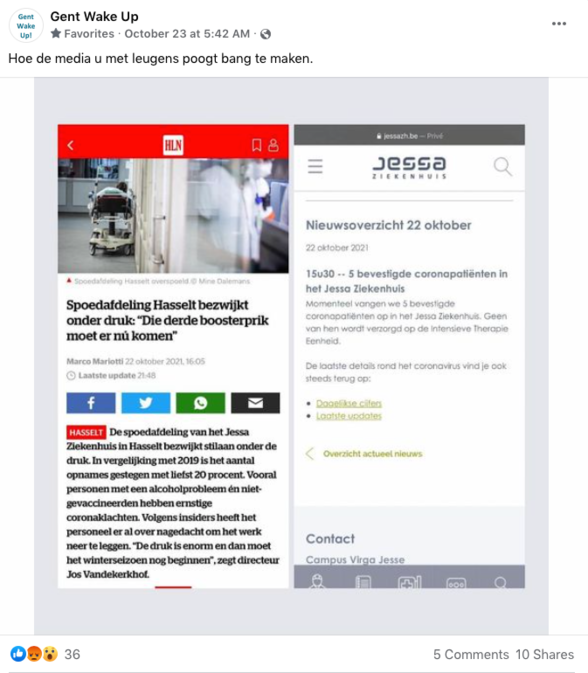 Factcheck: nee, Het Laatste Nieuws verspreidt geen 'fake news' over het Jessa Ziekenhuis