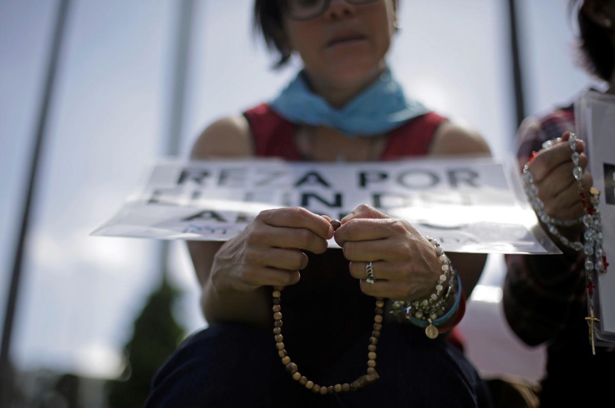 Een betoging tegen abortus in Costa Rica, 25 oktober 2020