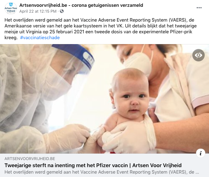 Factcheck: nee, er is geen bewijs dat een tweejarig kind overleed na vaccinatie