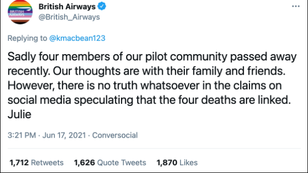 Factcheck: geen verband tussen vaccinatie en overlijden van vier British Airways-piloten