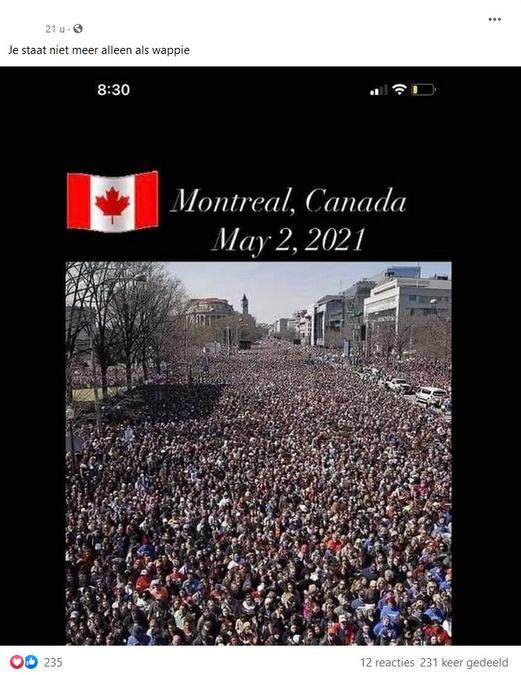 Factcheck: nee, deze foto toont geen massaal protest tegen coronamaatregelen in Canada