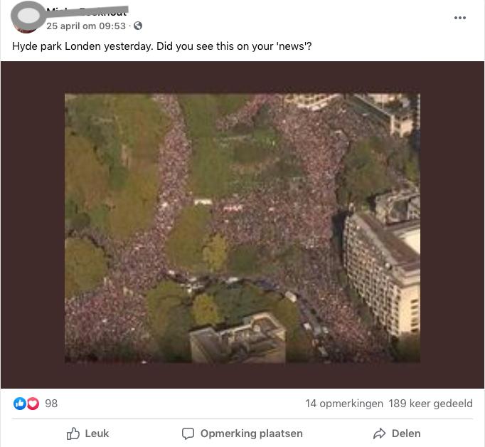 Factcheck: nee, dit is geen foto van een Londense anti-lockdownmars