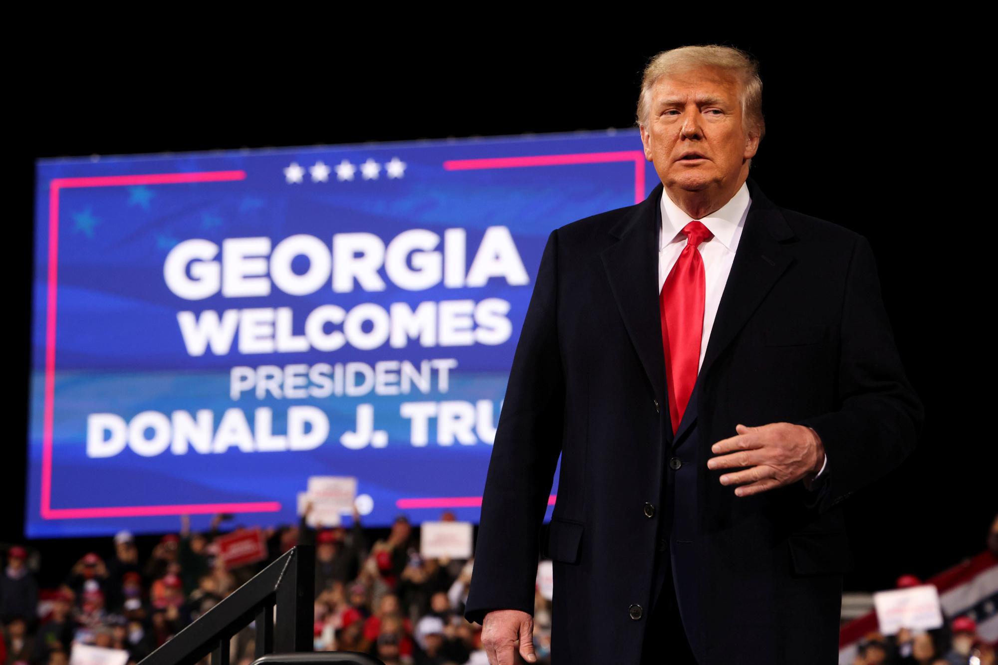 Trump spreekt aanhangers toe in Valdosta, Georgia, op 5 december 2020